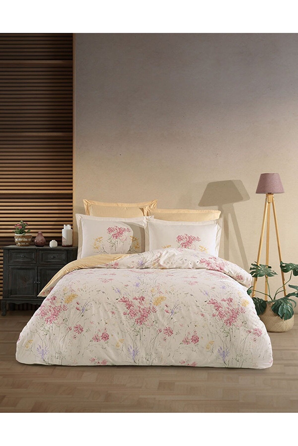 Rivosa Fiori Çift Kişilik Pamuklu Nevresim Takımı Lüks Kullanım Uyku Konforu Kutulu Çiçek Desen - 1