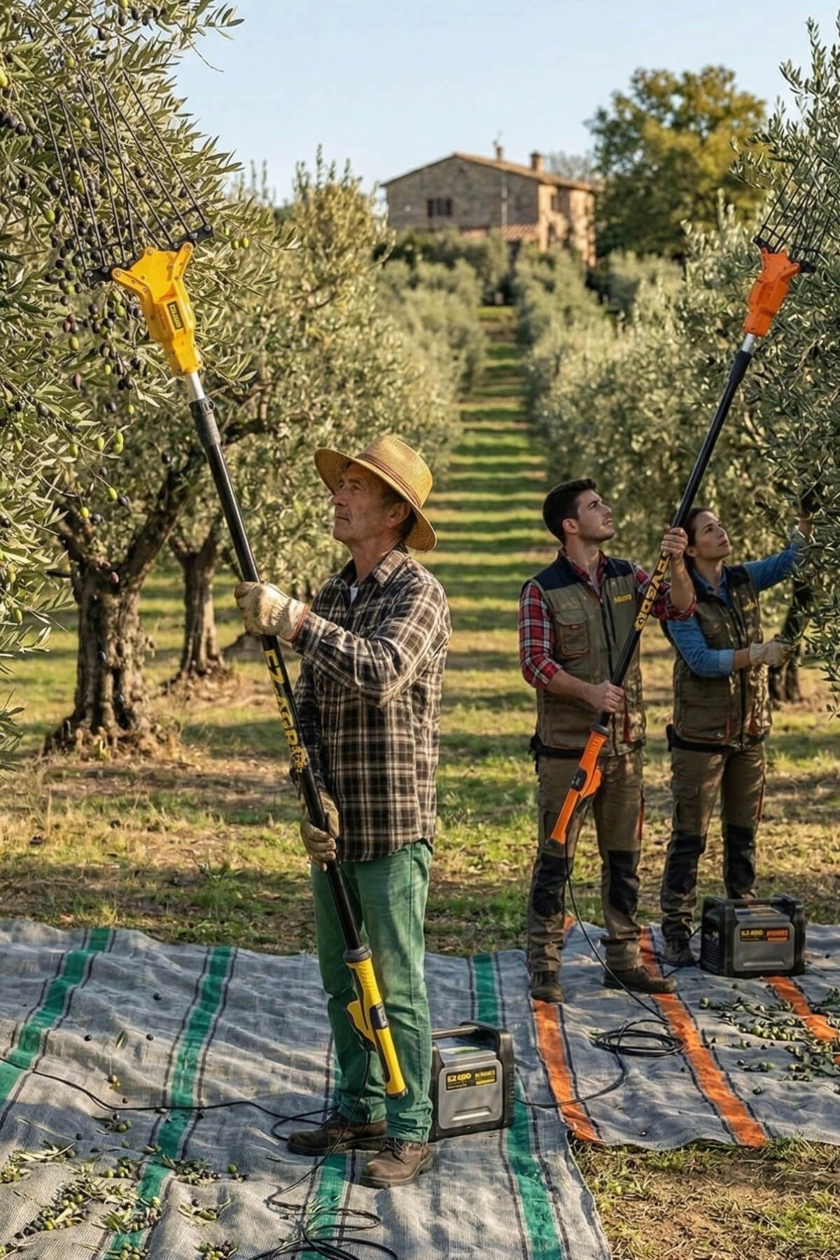 Ezagro Devir Ayarlı Kömürsüz Motorlu Teleskopik Zeytin Silkme Zeytin Hasat Makinesi Turuncu