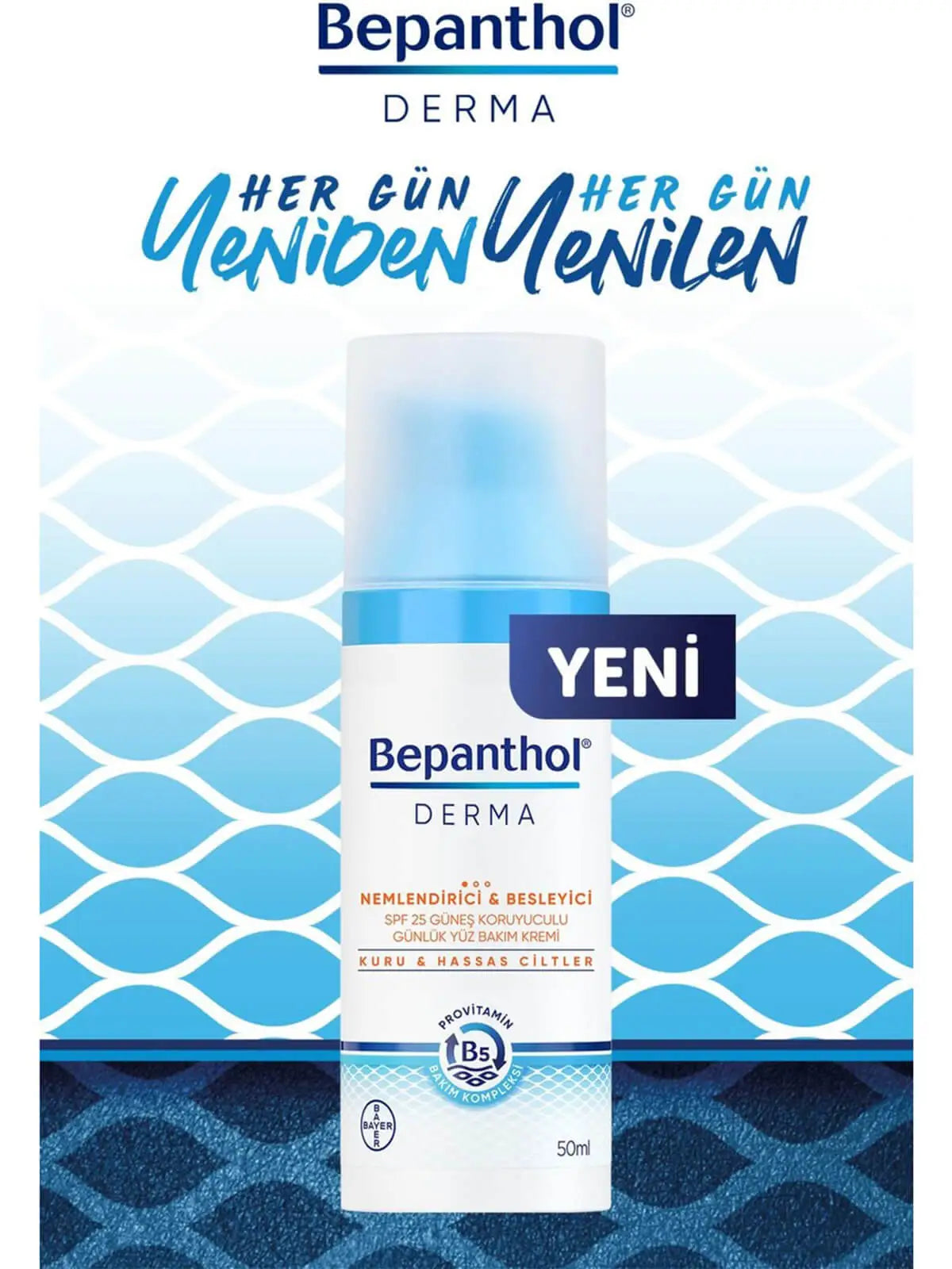 Bepanthol Derma Nemlendirici ve Besleyici SPF25 Yüz Bakım Kremi 50 Ml