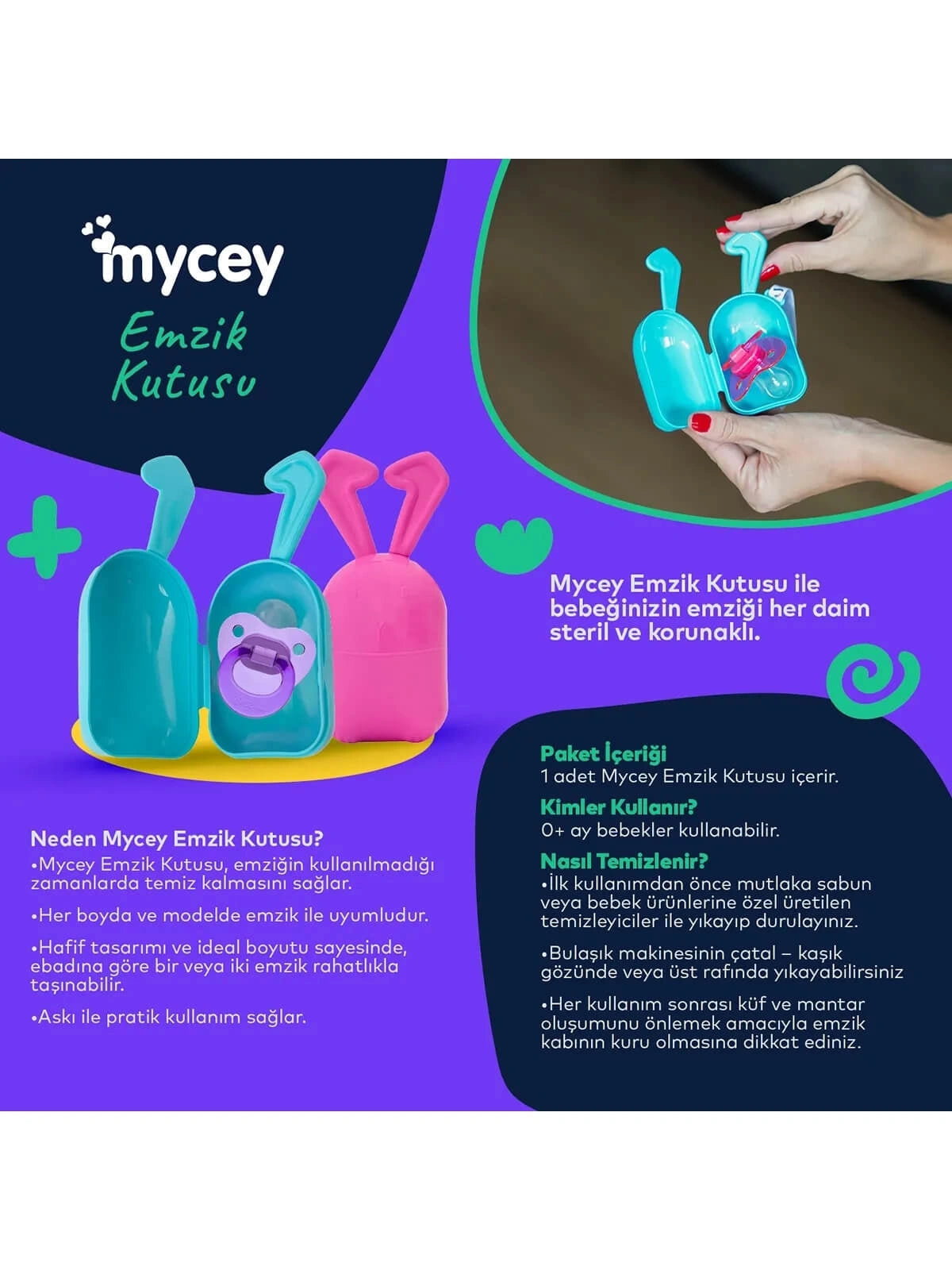 Mycey Emzik Saklama Kutusu Pembe