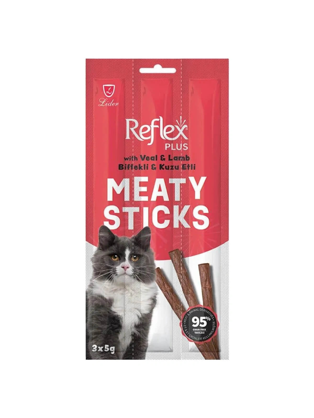 Reflex Plus Meaty Sticks Biftekli ve Kuzu Etli Kedi Ödül Çubuğu 3x5